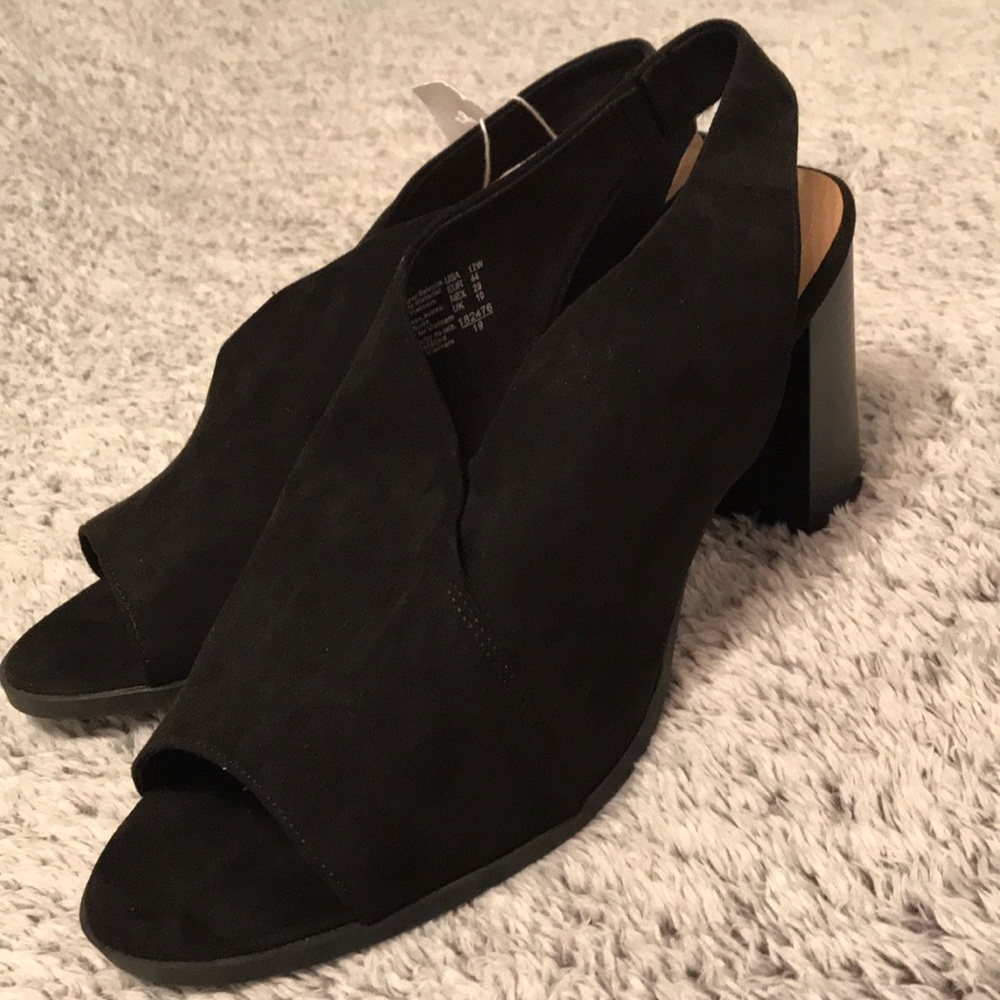 DexFlex Comfort Black Open Toe Heels size 12W
